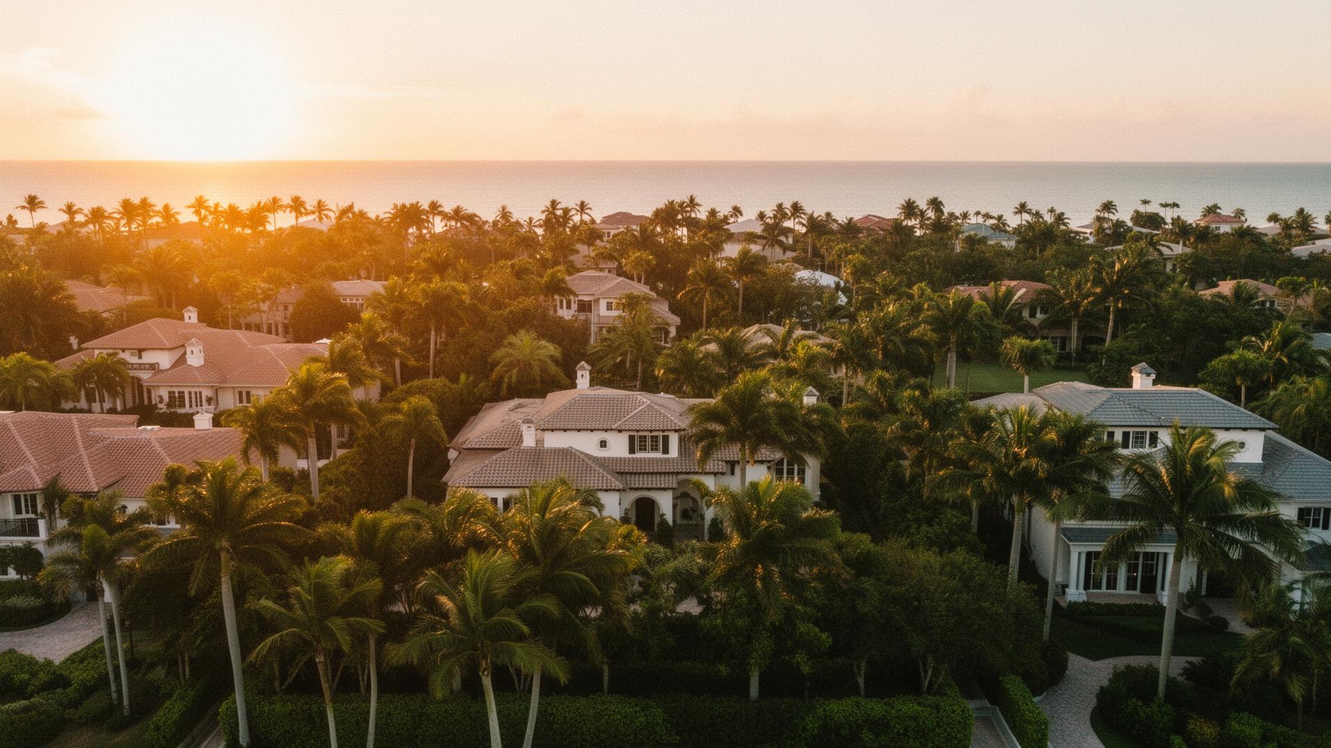 Florida coastal neighborhood at golden hour